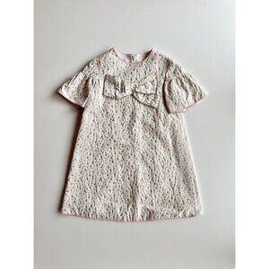 Girl's I PINCO PALLINO Ivory Gold Metallic Jacquard A-Line Shift Dress, Size 5